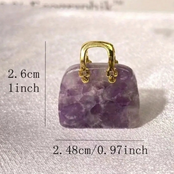 NEW FLOWER AGATE GEMSTONE MINI PURSE HANDBAG ORNAMENT PENDANT - Picture 2 of 4